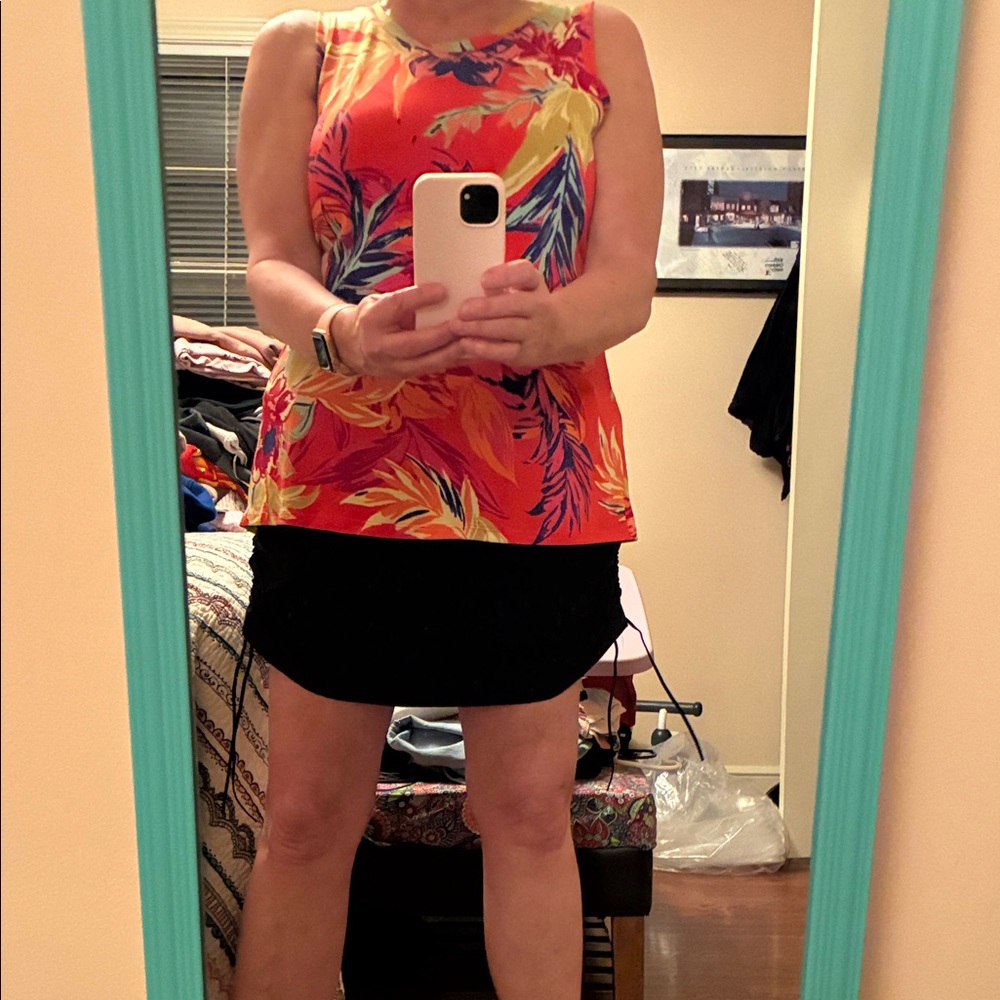 Chaus Orange Tropical Floral Sleeveless Tank Top